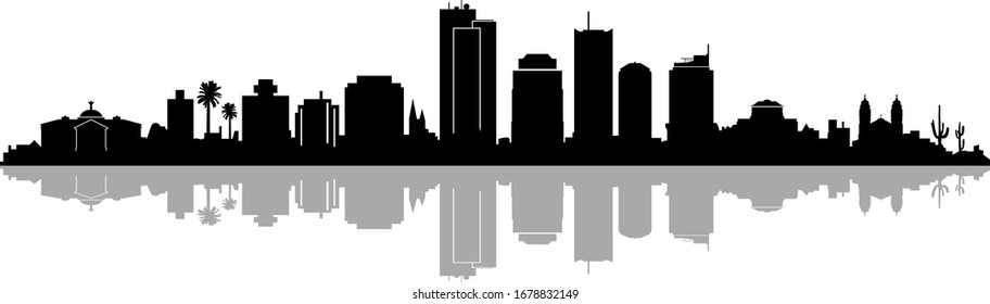 Phoenix City Arizona Skyline Silhouette Cityscape Vector