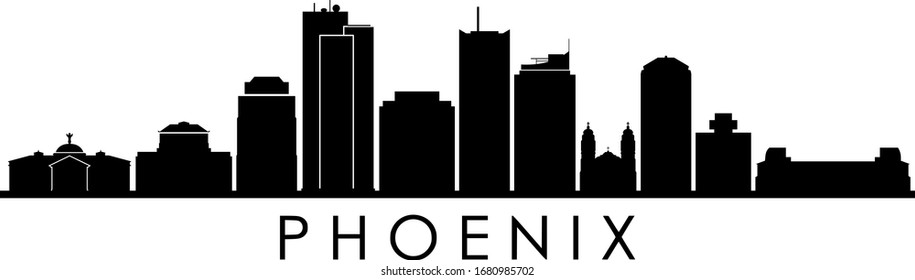 Phoenix City Arizona Skyline Silhouette Cityscape Vector