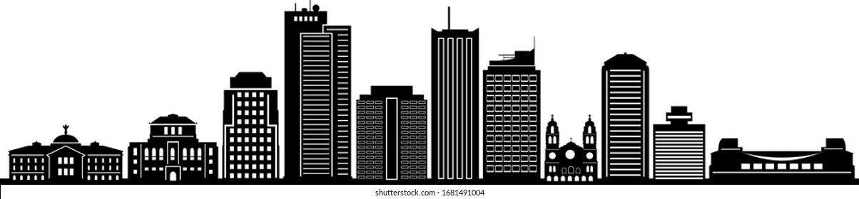 Phoenix City Arizona Skyline Silhouette Cityscape Vector