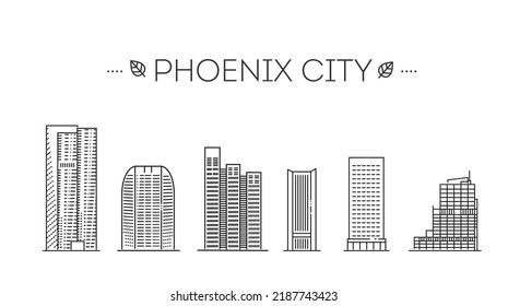 Phoenix city, Arizona. Vector flat symbols