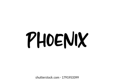 Phoenix city handwritten typography text word hand lettering. Modern calligraphy text. Black color