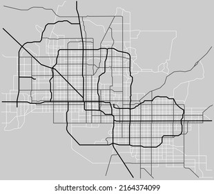 Phoenix city map (USA) - town streets on the plan. Monochrome line map of the  scheme of road. Urban environment, architectural background. Vector 