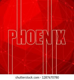 Phoenix city name in geometry style design. Creative vintage typography poster concept. Molecule and communication background. Connected lines with dots.