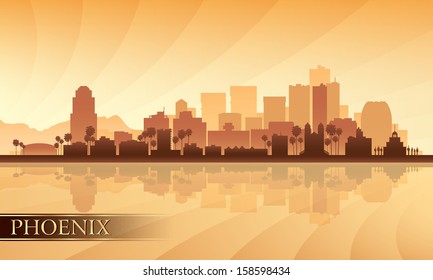 Phoenix city skyline silhouette background. Vector illustration