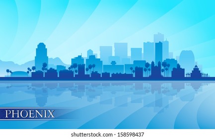 Phoenix city skyline silhouette background. Vector illustration