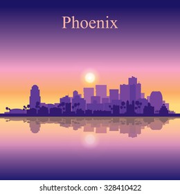 Phoenix city skyline silhouette background, vector illustration