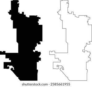 Phoenix city USA vector  map, contour, silhouette, outline