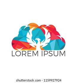 Phoenix cloud logo design. Cloud Freedom logo design template.