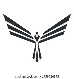 Phoenix coin pictogram. Isolated bird icon.