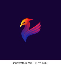 phoenix colorful gradient logo design