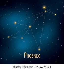 Phoenix constellation against starry night sky.