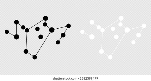 Phoenix constellation map set. Vector illustration.