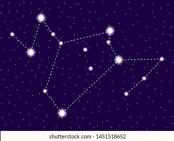 Phoenix constellation . Starry night sky. Zodiac sign. Cluster of stars and galaxies. Deep space. Vector illustration