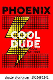 phoenix cool dude,t-shirt print poster vector illustration