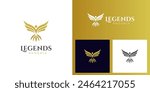 Phoenix creative logo idea logo illustration design. golden Color Phoenix Bird with Spread Wing Logo Design