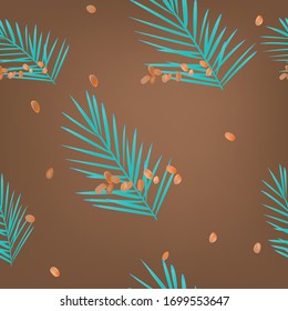  Phoenix dactylifera. Dates are a valuable food item.Date palm leaf.Pattern.Vector.