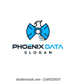 Phoenix data logo design, vector and illustration