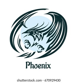 Phoenix Eagle Bird Logotype Sign Fantasy Creature, vector illustration