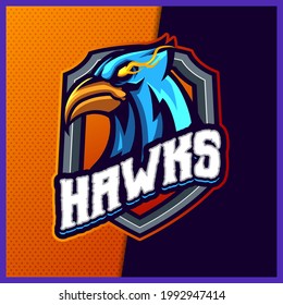 Phoenix eagle falcon hawk mascot esport logo design illustrations vector template, Live Bird logo for team game streamer youtuber banner twitch discord