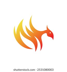 Phoenix Eagle, Pássaro Voador com Fogo Logo Design 