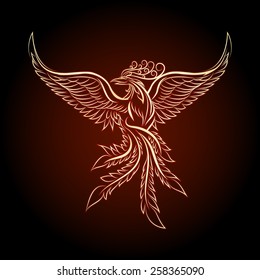 Phoenix emblem drawn in tattoo style.