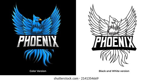 diseño de mascota con logotipo de apoyo de phoenix