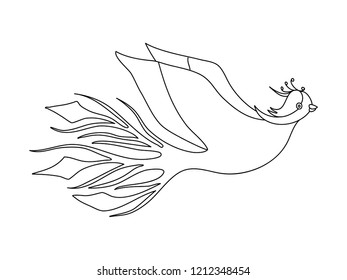 Phoenix fairy bird for coloring book