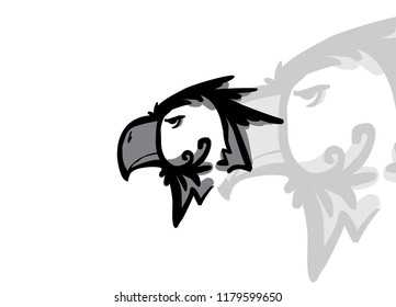 phoenix falcon bird icon logo black and white side view 007