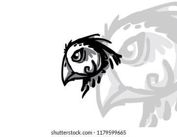 phoenix falcon bird icon logo black and white side view 001