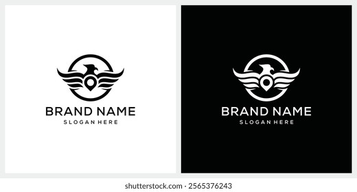 phoenix falcon eagle hawk and local map pin logo design inspiration