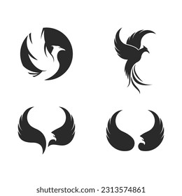 Phoenix falcon logo vector flat design template 