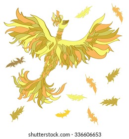 phoenix and feathers seamless pattern vector