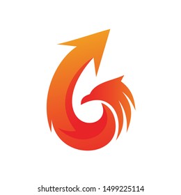 Phoenix Fire With Arrow Logo Design Vector