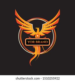 Phoenix Fire Bird Flying abstract Logo design vector template. Dove Eagle Logotype concept icon.