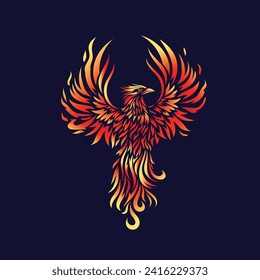 Phoenix Fire bird illustration and character design. hand drawn Legend of the Fire bird