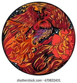 Phoenix Fire Bird Illustration Character Design Stock Vector Royalty Free Shutterstock