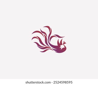 Phoenix fire bird logo flat design vector template