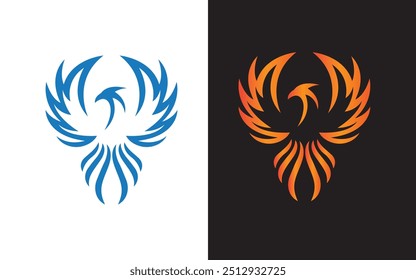 Phoenix Fire Bird Logo Template Falcon vector logo design. Creative logo design concept with artistic and simplified bird. Pro Vector