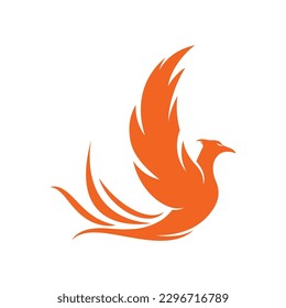 Phoenix fire bird logo vector flat design template 