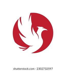Phoenix fire bird logo vector flat design template 