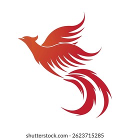 Modelo de design plano de vetor de logotipo de pássaro de fogo Phoenix 