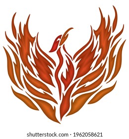 Phoenix Fire Bird Mascot Vector Illustration. Flaming Phoenix Bird Logo Symbol. Fire Bird Abstract Logo
