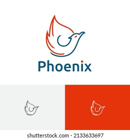 Phoenix Fire Flame Bird Abstract Line Logo Template