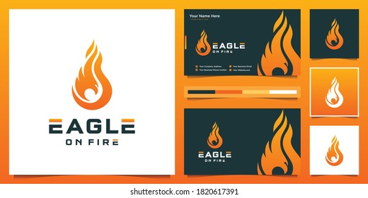 Phoenix in Fire Flame Logo design vector template. modern logo design and business card.