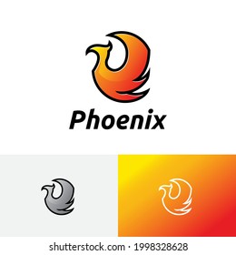 Phoenix Fire Flame Wing Flying Magic Bird Logo