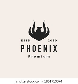 phoenix fire hipster vintage logo vector icon illustration