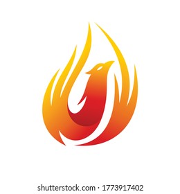 phoenix fire icon vector illustration template logo