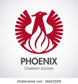 Phoenix and fire logo, eagle logo,vector logo template. Mascot.