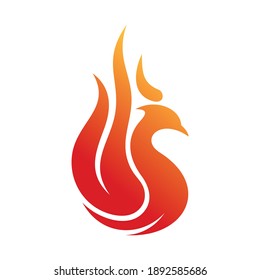 phoenix with fire logo icon vector template