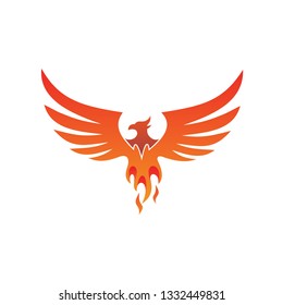 Phoenix With Fire Logo Vector